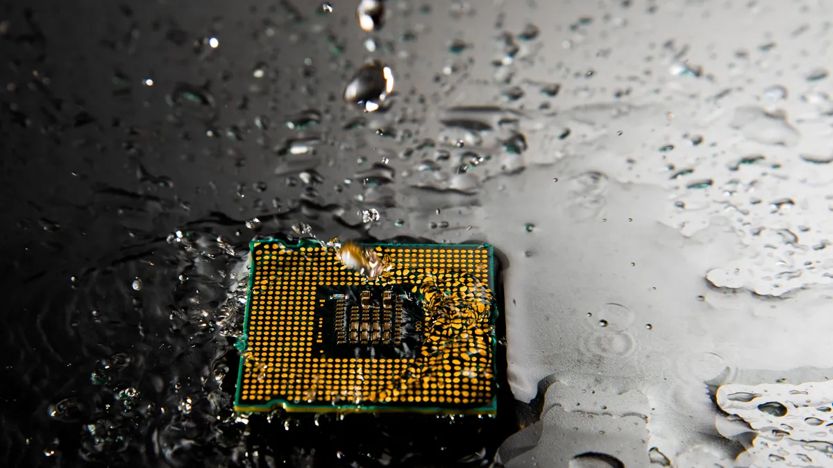 Computer chip in water