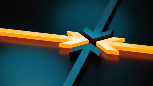 four arrows touching at a central point