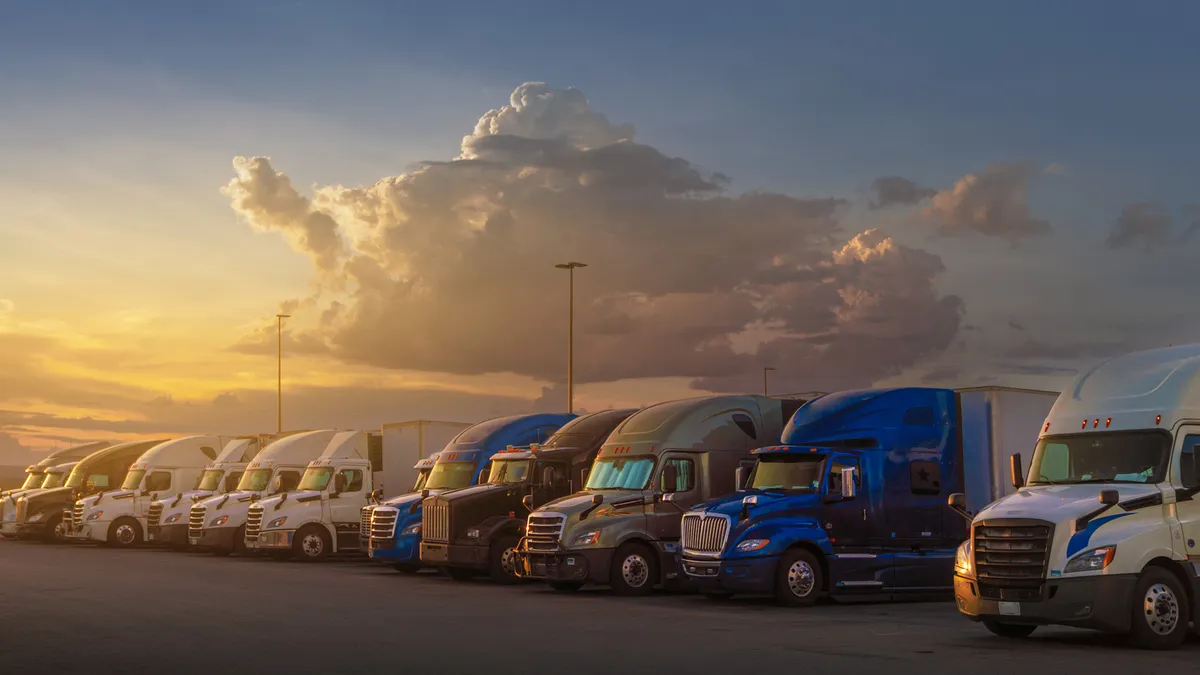 Trucks parked in a lot in Texas.