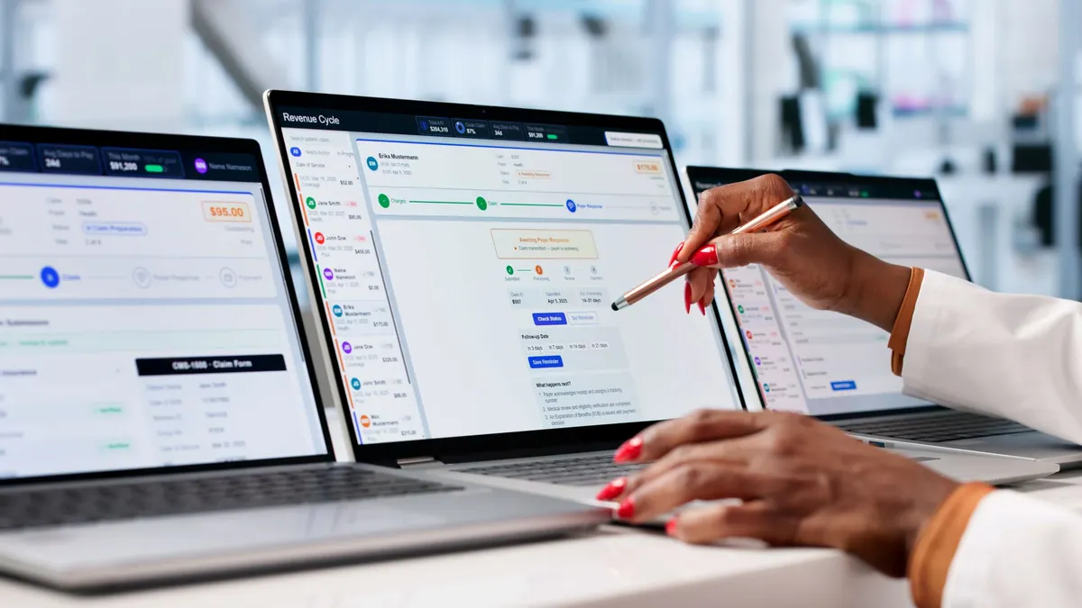 Experienced Medical Billing Specialist Reviews Insurance Claims On Laptop