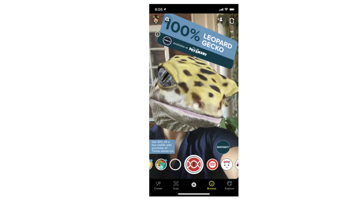 PetSmart gamifies reptile adoption with Snapchat AR quiz