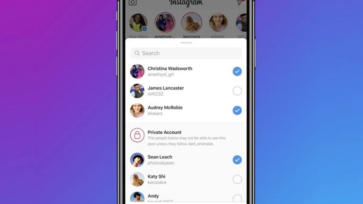 Instagram private sharing