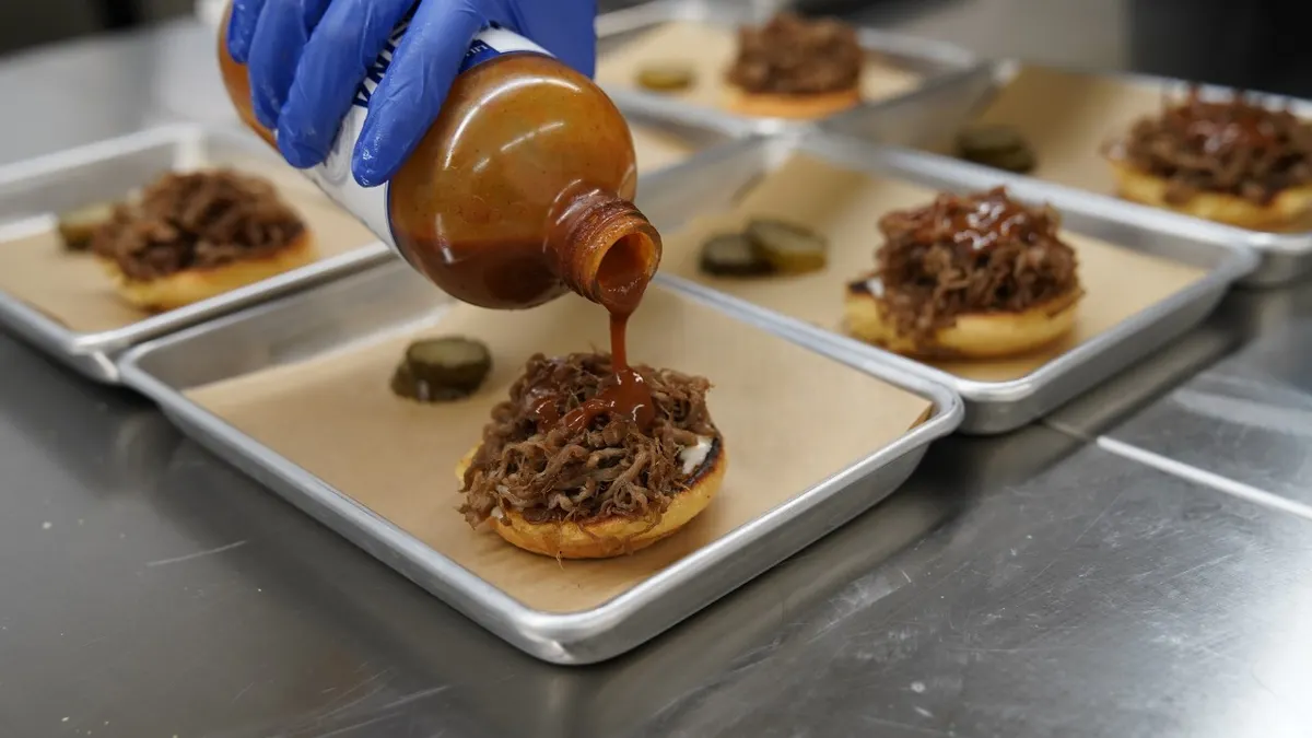 Plant-based pulled meat sandwiches made with Tender's technology.