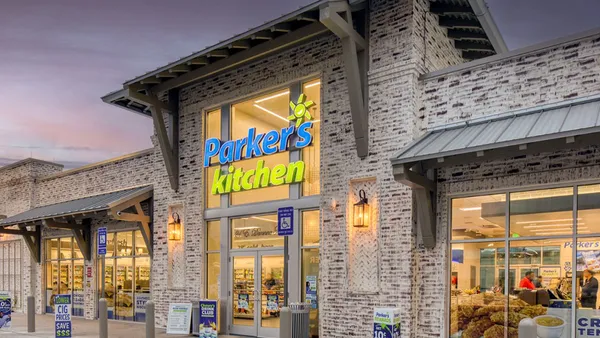 A photo of the exterior of a Parker's Kitchen c-store.