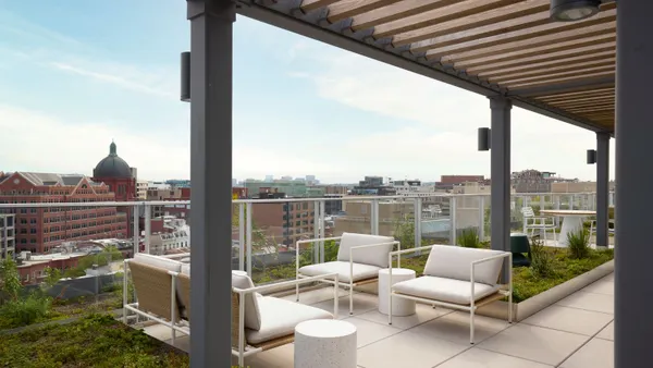 Rooftop of Aviator House, with the DC skyline in the background.