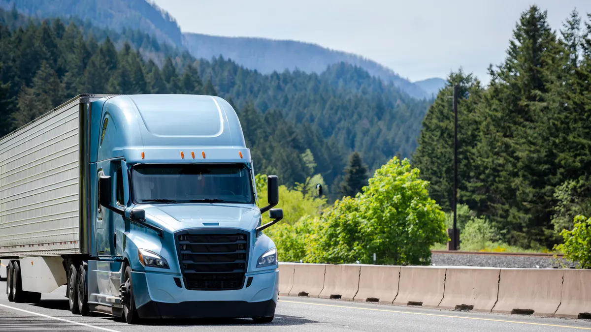 Big semi truck on a highway