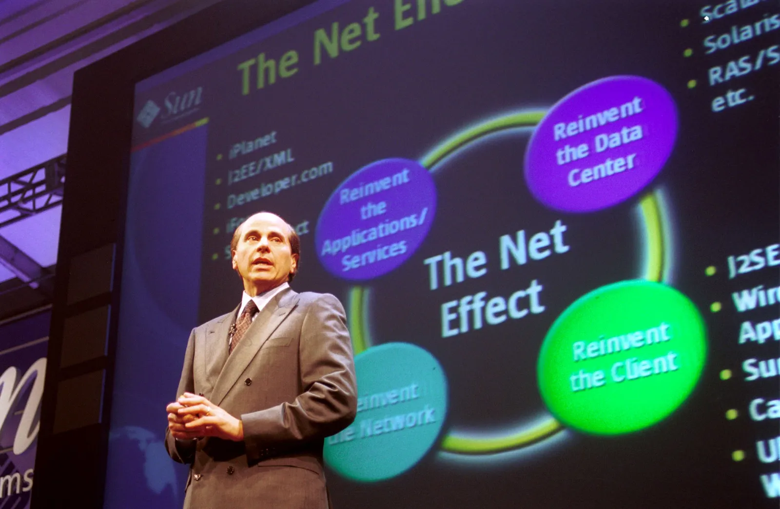 Ed Zander, president and chief operating officer of Sun Microsystems, announcing a new company strategy dubbed The Net Effect