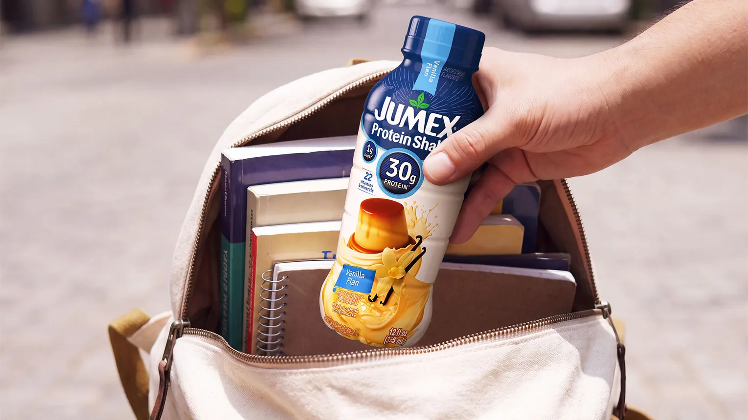 A bottle of Jumex Protein Shakes