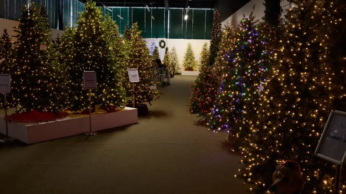 Artificial trees from the National Tree Company.