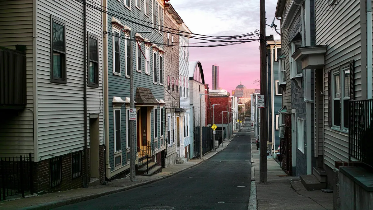 Boston neighborhood with skyline