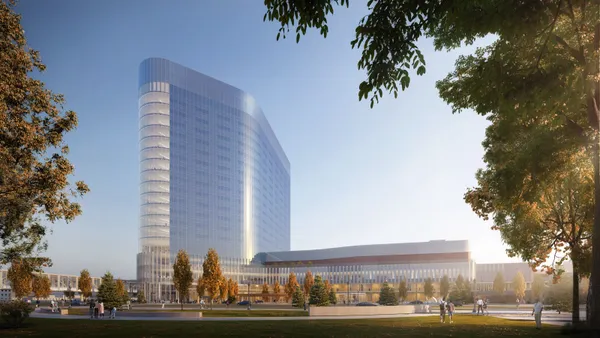 rendering of the $2.2 billion Henry Ford hospital tower in Detroit.