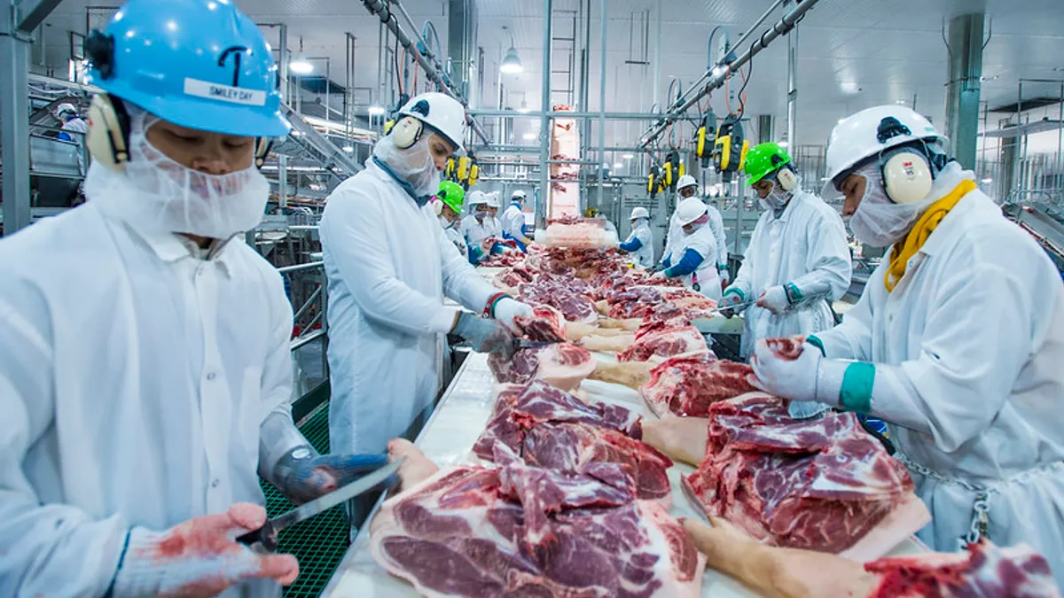 Agriculture SecretarySonny Perdue visits Triumph Foods pork processing facility April 28, 2017. The facility houses 2,800 employees in St. Joseph, Mo.