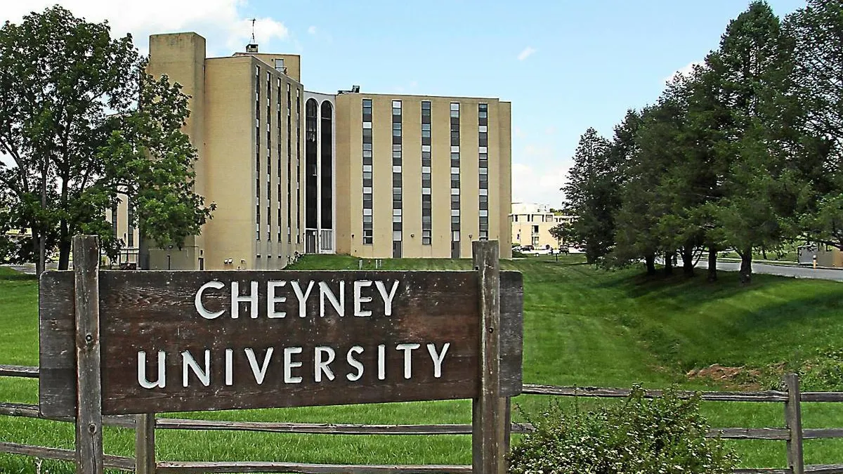 A sign advertising for Cheyney University.