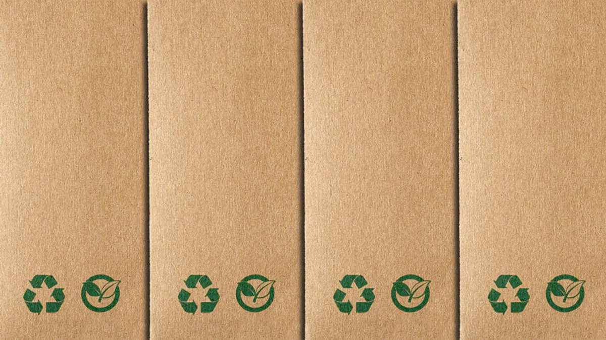 Labels on brown packaging