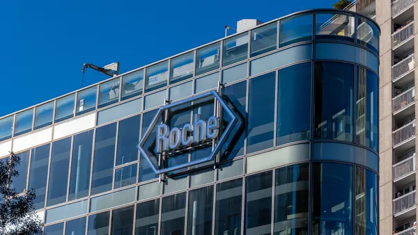 The exterior of the building housing the headquarters of Roche France, French subsidiary of the Swiss pharmaceutical group.
