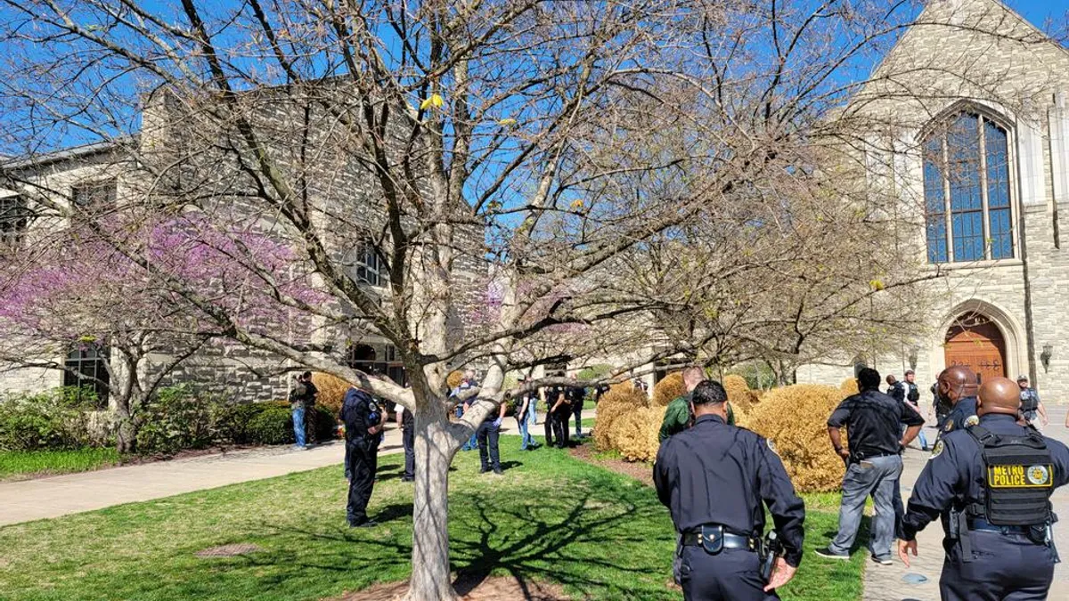 Law enforcement officers respond to a shooting at Covenant School and Covenant Presbyterian Church