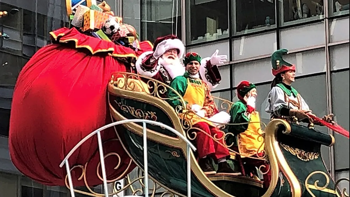 Macy's santa at the Thanksgiving Day Parade.