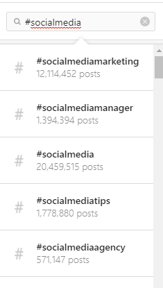 Instagram search hashtags