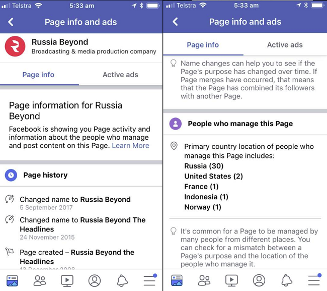 An example of Facebook's Page insights