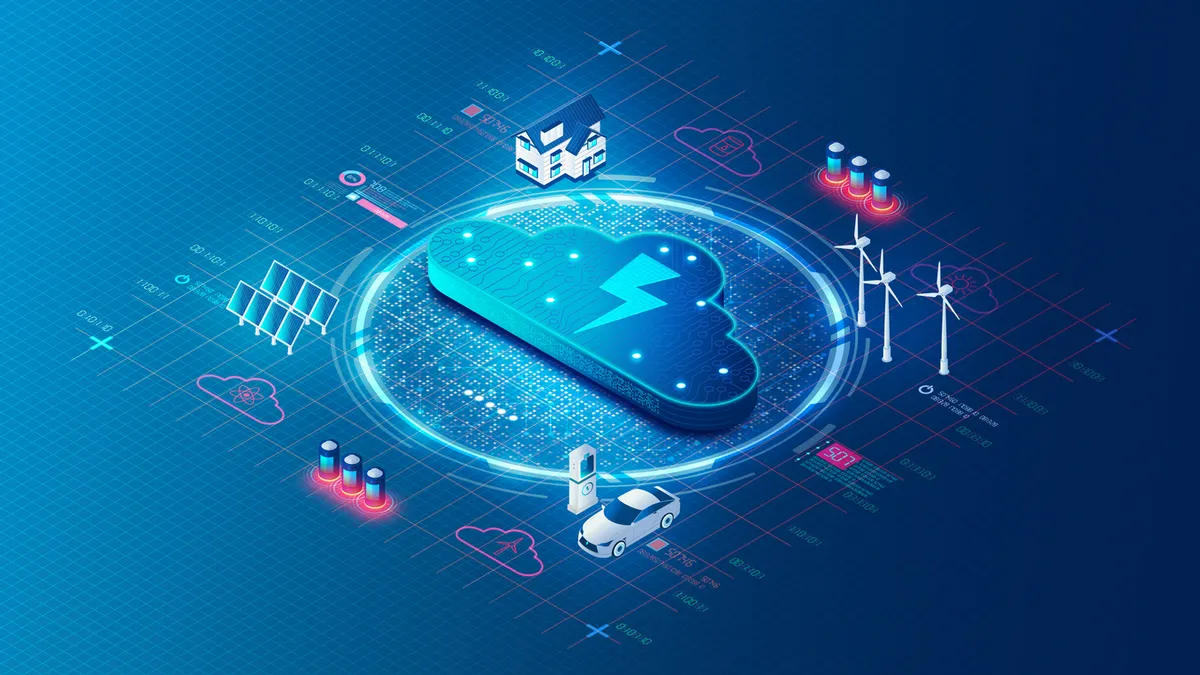 Virtual Power Plant Concept - VPP - Cloud-based Distributed Power Plant that Collects the Capacities of Distinct Energy Resources