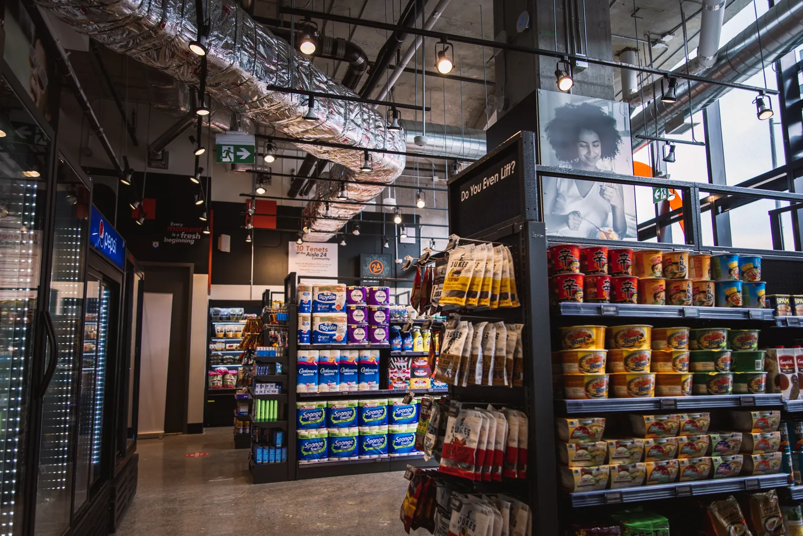 Interior of a grocery/convenience store.