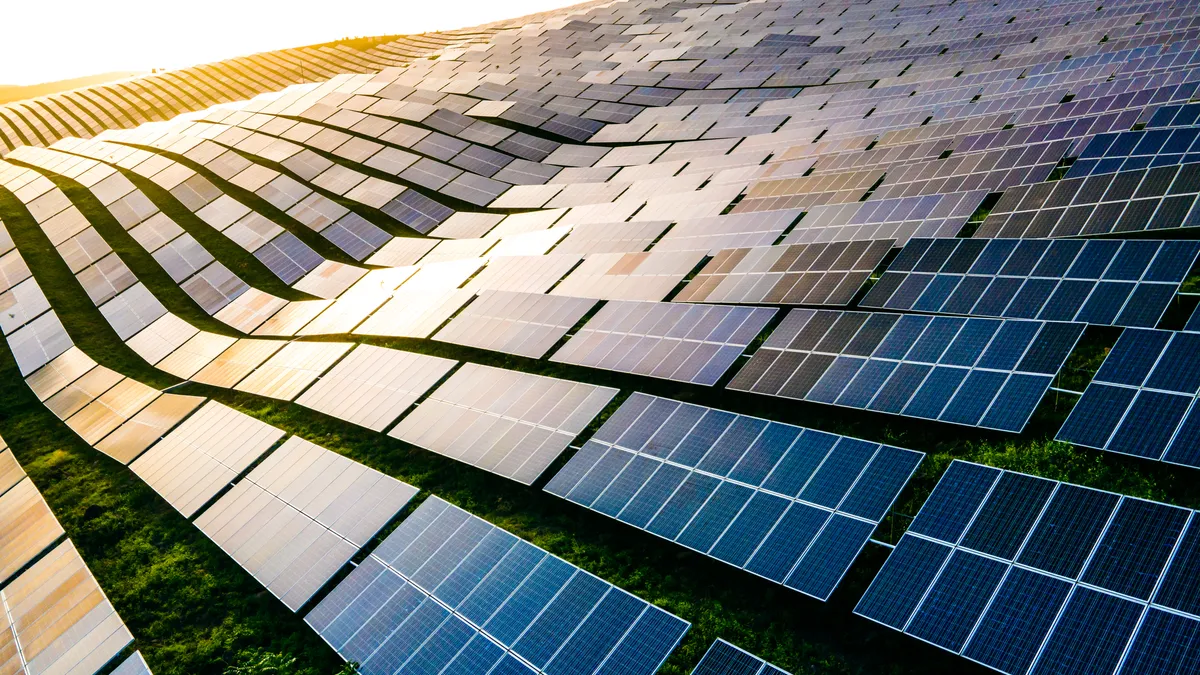 aerial view of solar panels