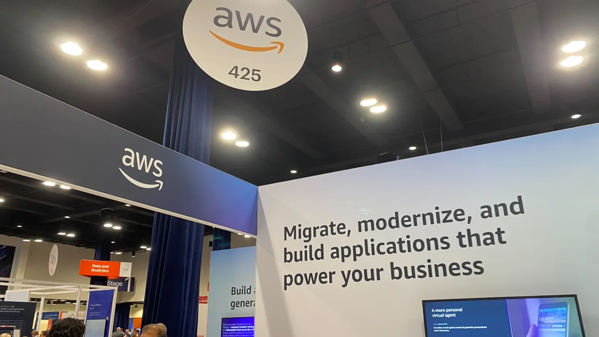 The AWS booth at the Gartner IT Symposium/Xpo in Orlando, Florida on Oct. 23, 2024.