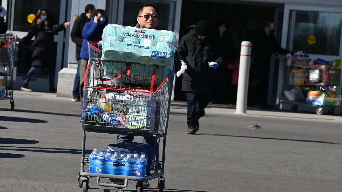 Shoppers at Costco were stocking up Sunday morning. Taken on March 15, 2020 in Ontario.