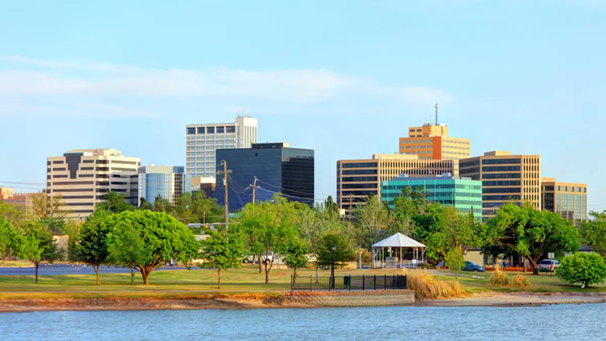 view of buildings and trees in Midland, Texas