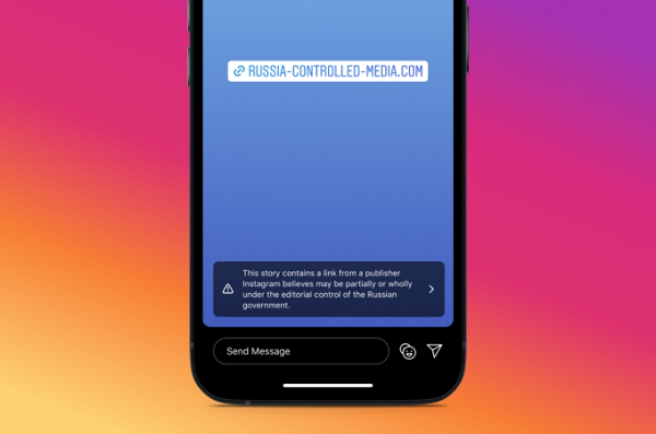 Instagram Russian state media warning example