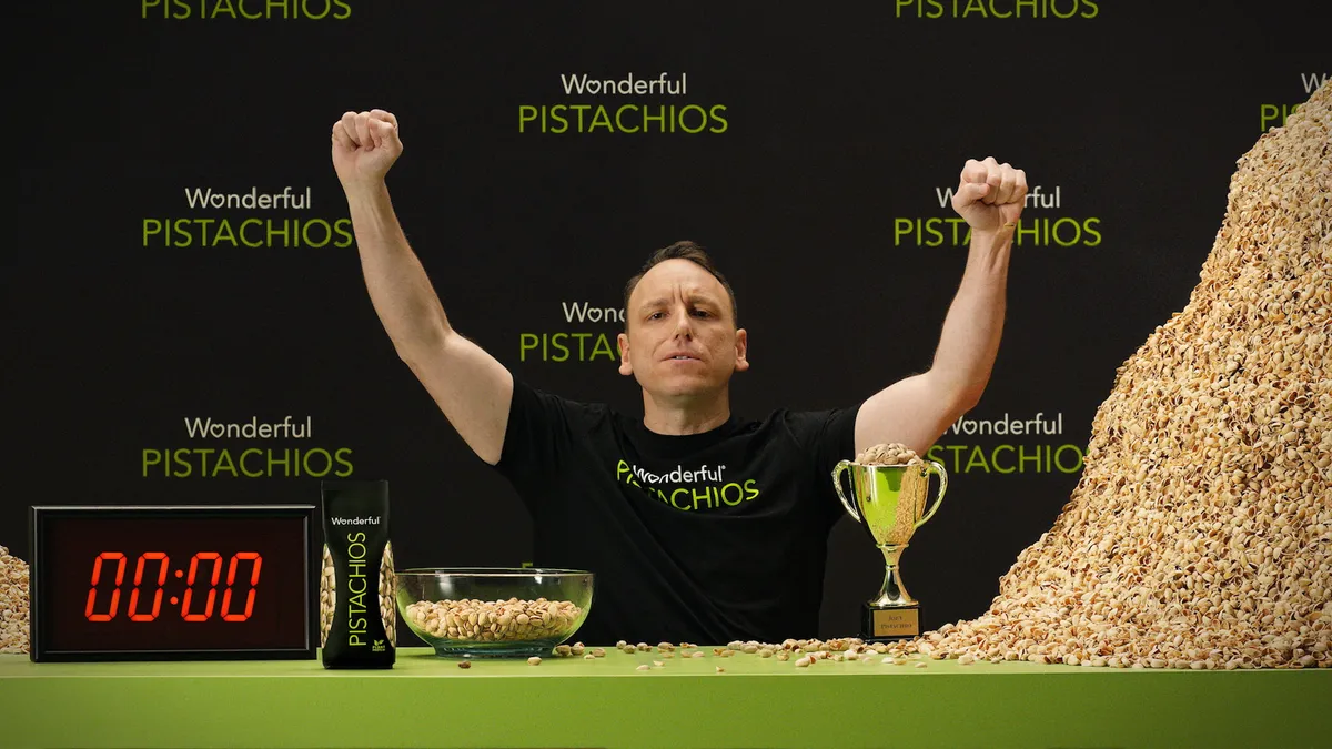 Joey Chestnut in a Wonderful Pistachios campaign