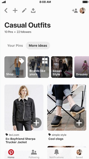 Pinterest 'More ideas' option