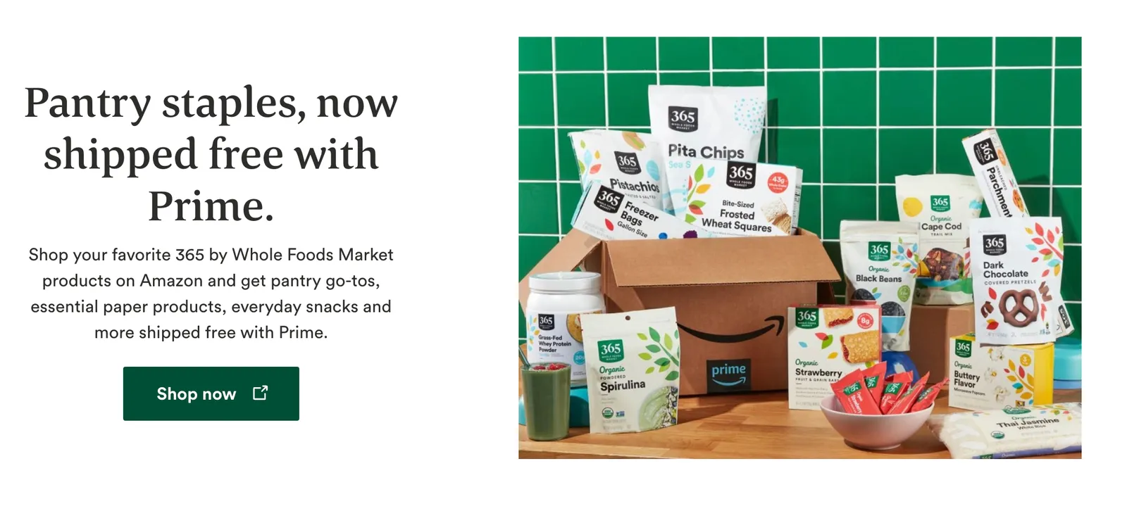 The Whole Foods 365 brand page showing nationwide shipping