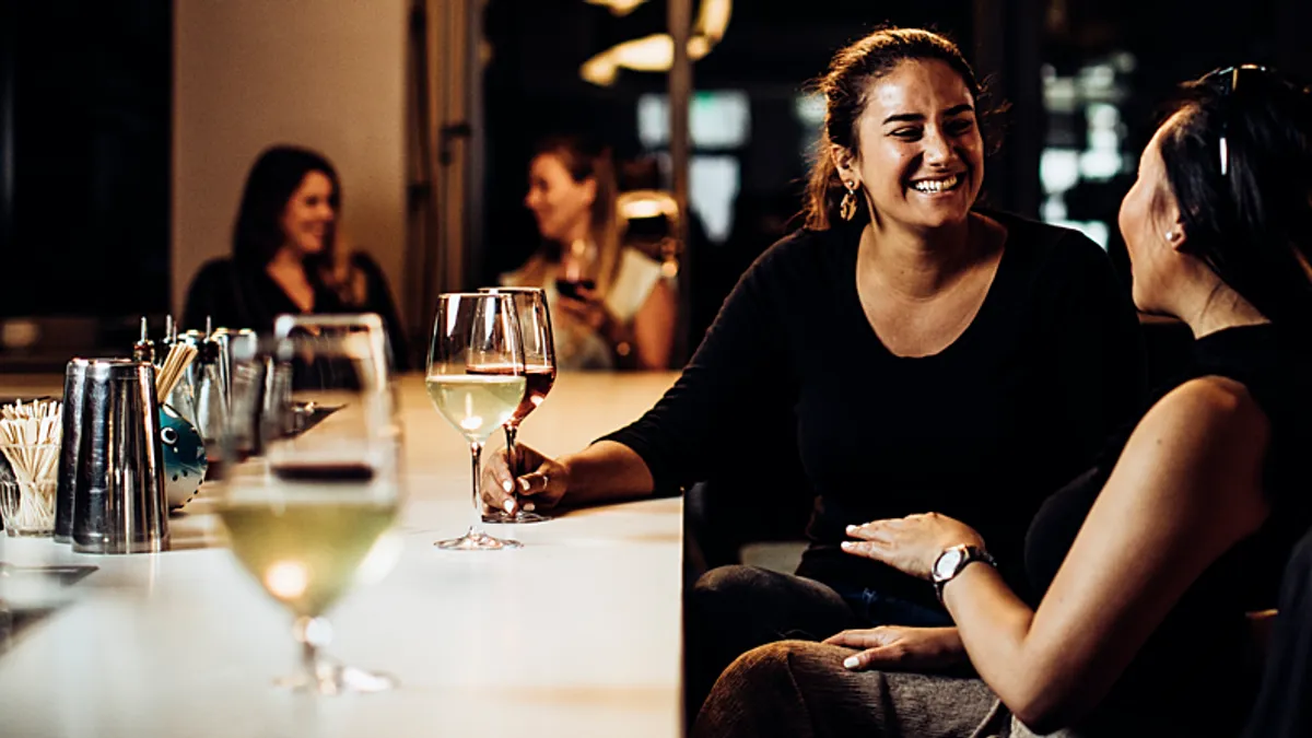 A photo of guests at a hotel restaurant.