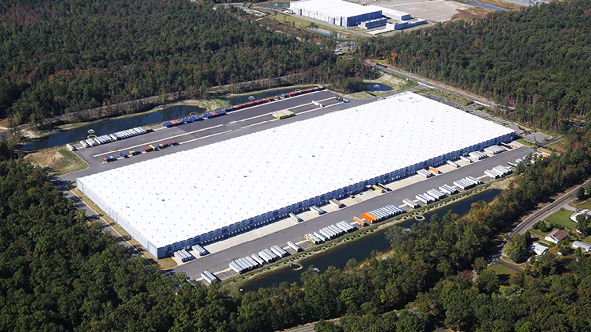 An aerial view of LL Flooring's distribution center in Sandston, Virginia.