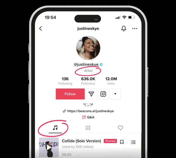 TikTok artist account