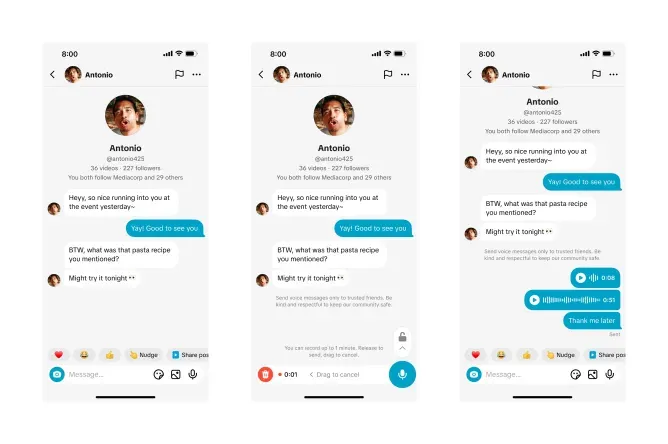 TikTok audio messages