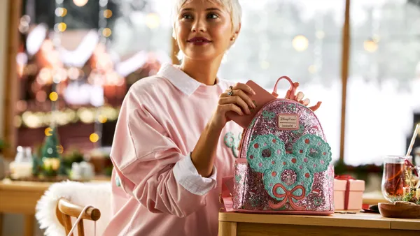 Disney Store's Mickey Mouse Icon Wreath Holiday Loungefly Mini Backpack