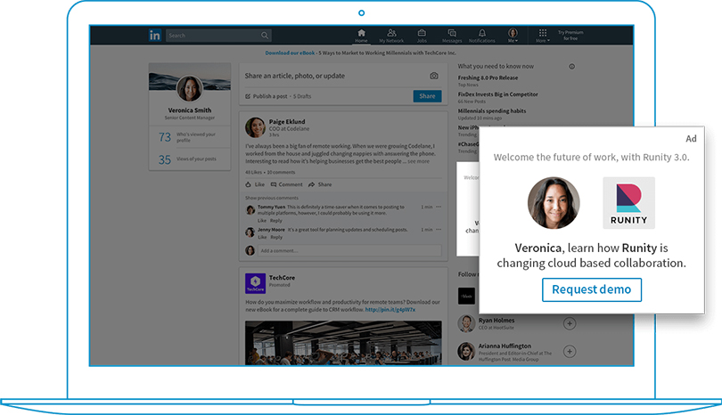 An example of a LinkedIn 'Dynamic Ad'