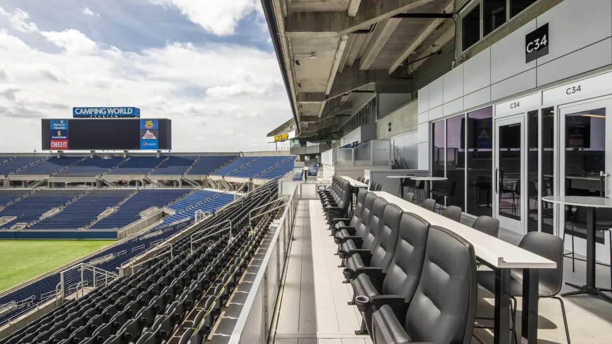 An interior view of a stadium.