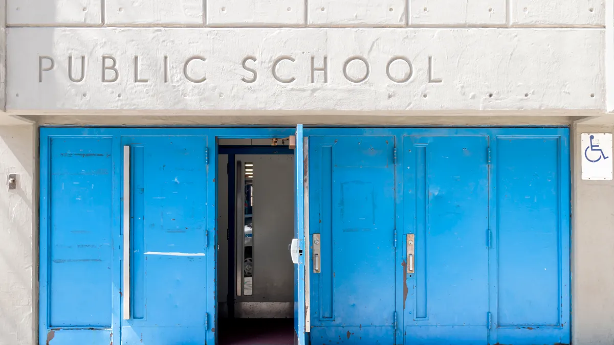 Part of the facade of a public school in New York City