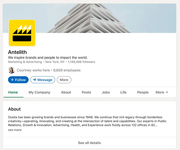 LinkedIn company page messaging