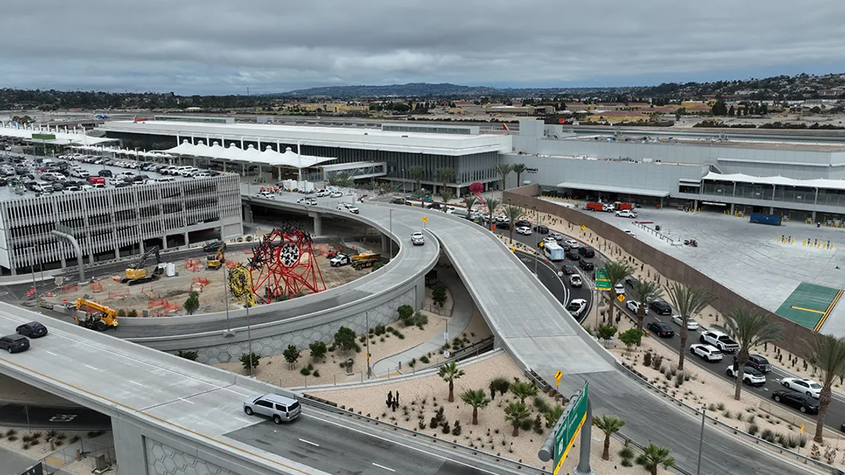 aerial view of San Diego International Airport in San Diego, Calif.