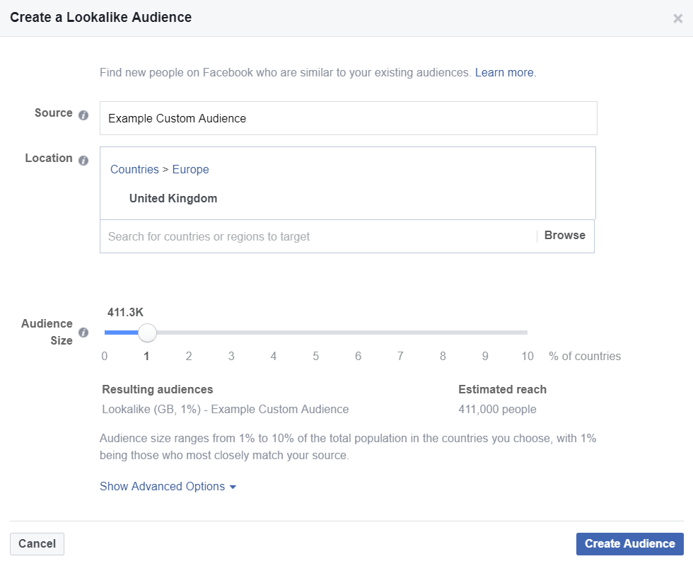 Lookalike Audience Options