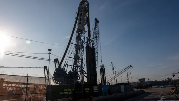 A worksite at the Gateway Hudson Tunnel stands empty