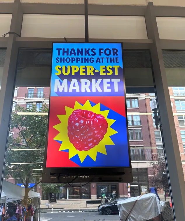 A digital sign in a store.