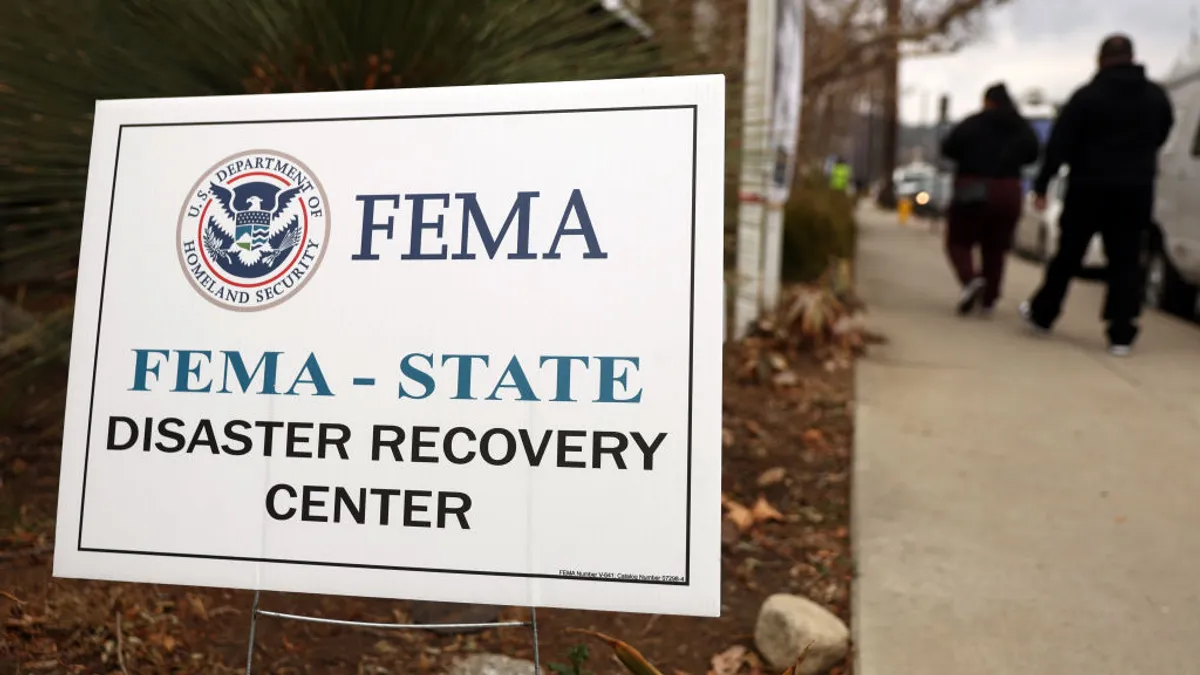 A FEMA sign in Los Angeles.