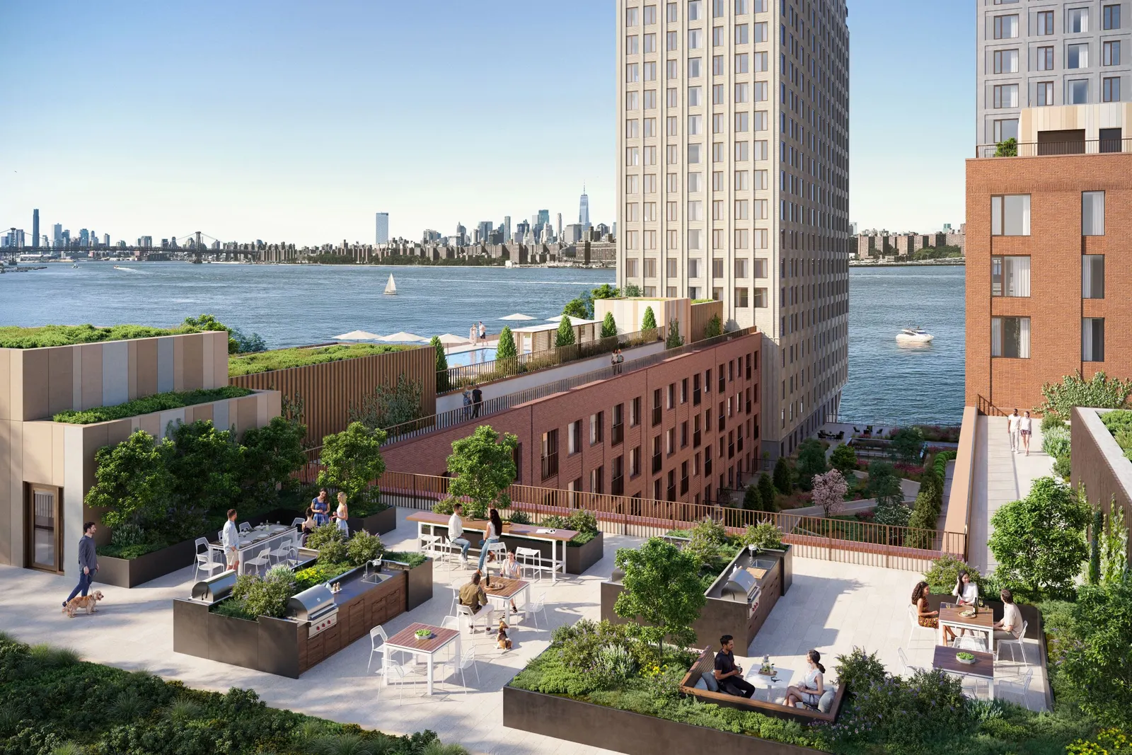 A green space on a building roof.
