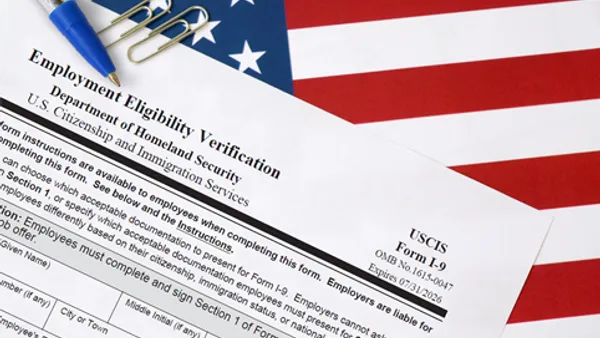 a flag and I-9 immigration form