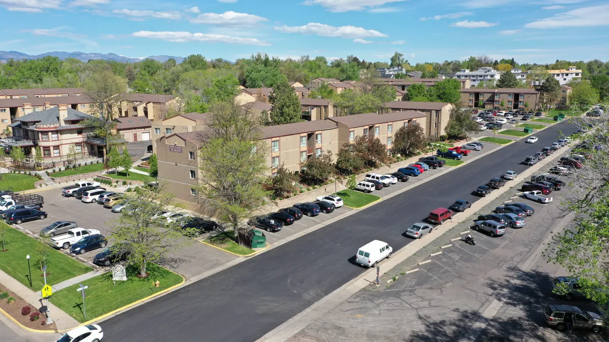 Overhead view of apartment complex